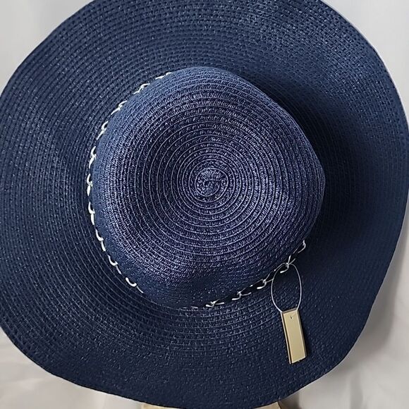 Navy Sun Hat With Silver Tone Chain Detail - Picture 5 of 6